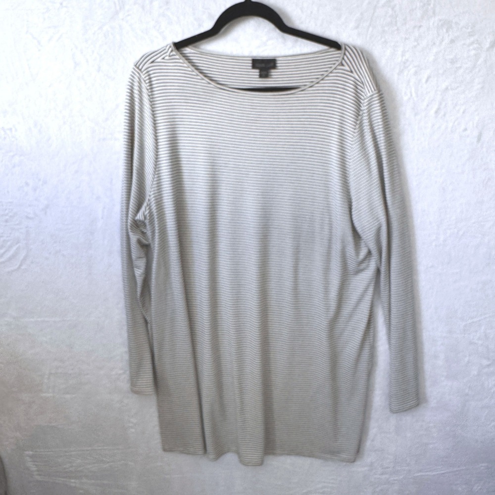 J. Jill Tunic Wearever Striped Minimalist XL Tall Gray White Women